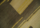 Dark Brown, Gold and Beige Modern Stripes Hand knotted 5x8 wool Area Rug