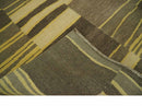 Dark Brown, Gold and Beige Modern Stripes Hand knotted 5x8 wool Area Rug