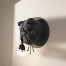 Dark gray decorbites bulldog resin wall lamp for living room decor