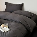 Dark gray egyptian cotton bedding set bedroom floral embroidery