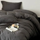 Dark gray egyptian cotton bedding set bedroom floral embroidery