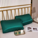 Dark gray imitation silk elastic band pillowcase set bedroom bedding