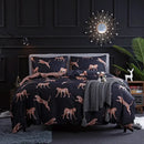 Dark green floral plush duvet cover set bedroom bedding