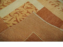 Dark Peach, Rust and Ivory Modern Geometrical Blocks Hand knotted 4x6 wool Area Rug