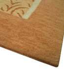 Dark Peach, Rust and Ivory Modern Geometrical Blocks Hand knotted 4x6 wool Area Rug