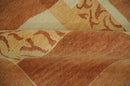 Dark Peach, Rust and Ivory Modern Geometrical Blocks Hand knotted 4x6 wool Area Rug