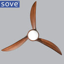 Dark wood led village ceiling fan bedroom with remote control