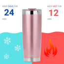 DRINCO® 20oz Insulated Tumbler Spill Proof Lid 2 Straws-Rose Gold-Xmas