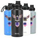 DRINCO® 32oz Stainless Steel Water Bottle-Eagle-Royal Blue