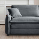 Oversized modular cushioned sofa with conversible ottoman, 3-seater sofa with 2 footstools, U shape sofa inGrey corduroy fabric