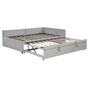 Full Size Upholstered L-Shaped Upholstered Daybed with Twin
Size Pop Up Trundle, Gray