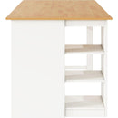 TOPMAX 60'Lx30'W Solid Wood Farmhouse Counter Height Dining Table Set with 3-Tier Storage Shelves, Upholstered Dining Chairs for 4, 5-Piece, White (OLD SKU: SP000041AAK)