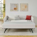 Upholstered Daybed With Trundle With Vertical Stripes