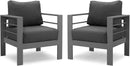 All-Weather Outdoor Metal Armchair Set with Cushions