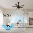 42 Inch Caged Ceiling Fan With Remote Control For Indoor And Outdoor
