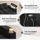 65Inches Transformable Sleeper Sofa Bed Black USBPort
