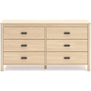 Light Brown Six Drawer Dresser For Bedroom Storage