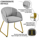 Gray Velvet Flower Shape Vanity Chair With Gold Metal Legs