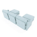 Elegant Sky Blue Three-Seater Sofa with Ottomans and Lumbar Pillow, Chenille Fabric, High-Resilience Sponge, Wooden Base