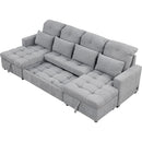 110.2' Oversized U-shaped Sofa Versatile Sectional Sofa Pull-out Sofa Bed with Double Storage Chaise Lounges and Two USB Ports for Living Room,Gray