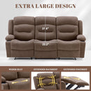 Brown Fabric Recliner Sofa With Heated Massage USB Port