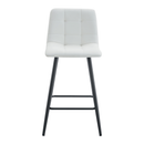 Modern White PU Bar Chair Set - Checkered Design, Black Metal Legs, Multiple Colors, 37-inch Height