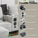 Modern Sectional Sofa U-Shaped With Movable Ottomans, tooth Speakers, LED Lights And Modular Storage