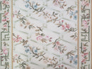 Vintage Aubusson Area Rug, Aubusson Flat weave Carpet, Floral Geometric Pattern, Beige Teal Green, 4x6 Rug, European Design