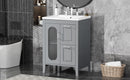 24' Bathroom Vanity with Sink, Bathroom Vanity Cabinet with Two Drawers and Door, Adjustable Shelf, Solid Wood and MDF, Grey (Old Sku:WF309411AAE)