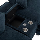 Contemporary Chenille Upholstered Sectional Sofa with Ottomans, USB Ports, Cup Holders & Storage, Blue