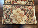 Needlepoint Runner Rug 2.7 x 9.7, European French Design, Wool, Handmade, Vintage