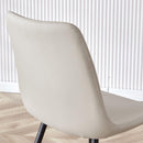 Light gray artificial leather backrest cushion dining chair, black metal legs, curved widened cushion design for more comfort, suitable for restaurants, kitchens, bedrooms, offices.(6 chairs) 0502