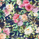 Fashionable Dark Blue Floral Wallpaper Contemporary