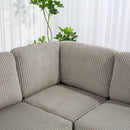 Convertible Sectional Corduroy  Sofa with Storage Ottoman,Cupholders, USB Ports for Living Room Apartment,Gray
