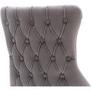 Set Of 2 Light Gray Velvet Tufted Wingback Dining Chairs Nailhead