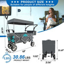 Push & Pull Utility Folding Wagon with Removable Canopy, gray