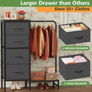 Dresser With Hanging Rack 44 Inch Tall Grey Four Drawer