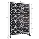 Outdoor & Indoor Privacy Screen Metal Privacy Screen 76' H×48' W, Freestanding Decorative Privacy Screen for Deck Balcony Patio, Privacy Fence Panels for Outside Lawn Garden PS118 BLACK