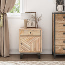 Solid Wood Vintage Nightstand with Handcrafted Detailing in Natural Finish