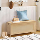 Large Natural Storage Bench with Safety Hinge, 39.4 Inches