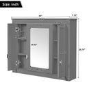 Wall Mounted Bathroom Cabinet With Mirror And 5 Shelves, Rectangular Design