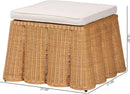 Honey Bohemian Scallop Rattan Ottoman Plush Cushion