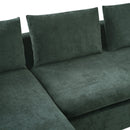 Elegant Chenille L-Shaped Sofa with Wooden Storage Compartment, Green, 93.7 Inches