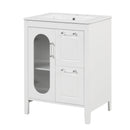 24' Bathroom Vanity with Sink, Bathroom Vanity Cabinet with Two Drawers and Door, Adjustable Shelf, Solid Wood and MDF, White (Old Sku:WF309411AAK)