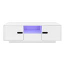U-Can Modern High Glossy Rectangle Coffee Table, Stylish Center Table with Storage Space, Accent Furniture with 16 Color LED Lights for Living Room