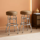 Bruno 2 Pack Chrome Bar Stools Beige Seats Swivel Set
