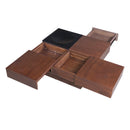 ITALIAN RETRO-Inspired Acacia Wood Storage Coffee Table, Brown & Black, MDF & Acacia, 35x35 inches