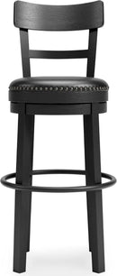 Valebeck 30.38 Black Upholstered Pub Height Swivel Barstool