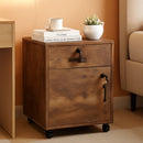 Mobile Lockable File Cabinet With Drawer Door Rustic Brown