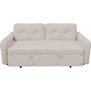 66.2" Queen Pull Out Sofa Bed, Hydraulic System Convertible Sleeper Sofa with Storage and 2 Soft Pillows, Tufted Button Upholstered Couch,Multi-Functional Velvet Loveseat Bed,Beige
